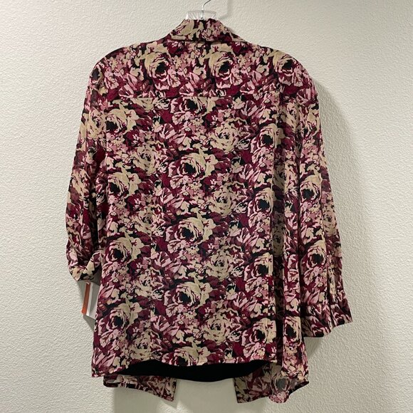 (NWT) CROFT & BARROW 2 Piece Blouse Set, Floral Burgundy/Black - XL - Picture 8 of 10